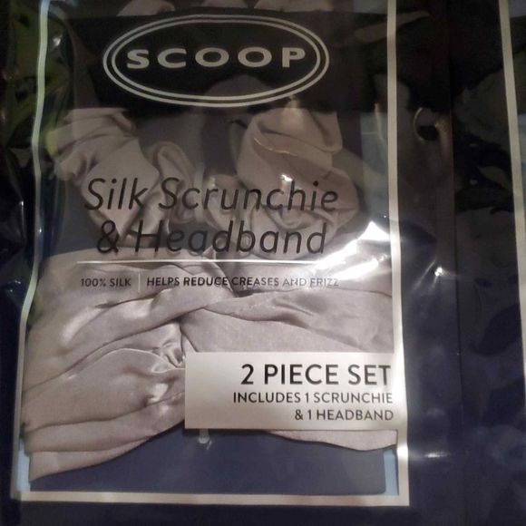 3\$20 Scoop Silk Scrunchie\Headband Set Gray & Dark Navy Blue No Frizz - Picture 4 of 4